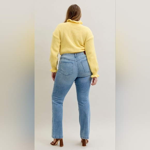 Judy Blue MR Medium Contrast Wash Bootcut Jeans Front Patch Pocket Various NEW - Picture 11 of 16